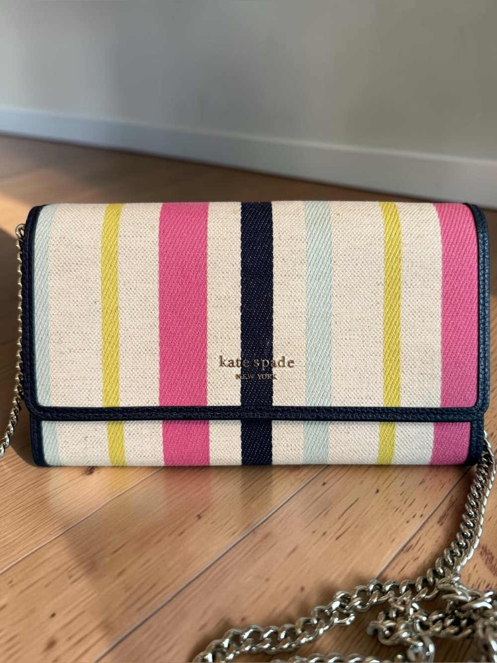 Kate Spade New York Roulette Breezy Stripe Chain Clutch Wallet
